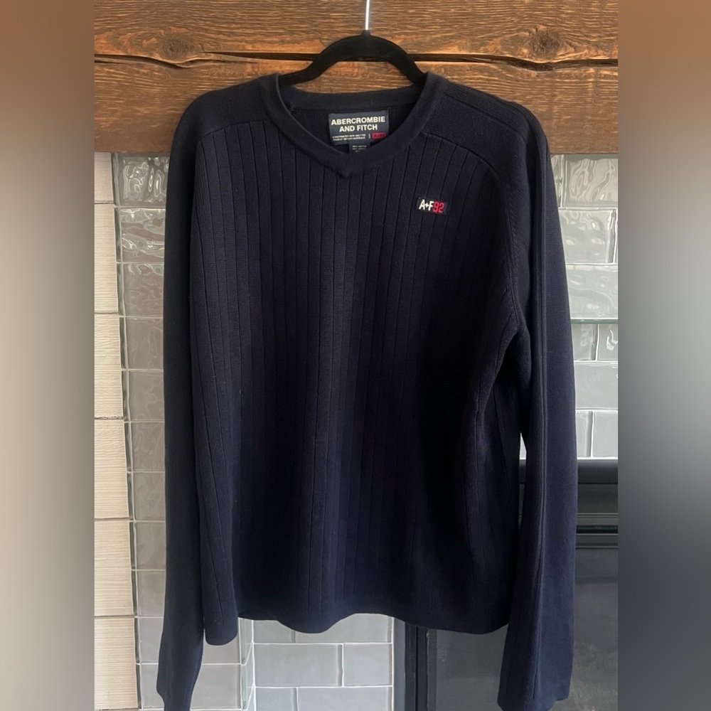 Abercrombie Fitch Blue Sweater Mens XL Pullover Preppy Casual Y2K EUC